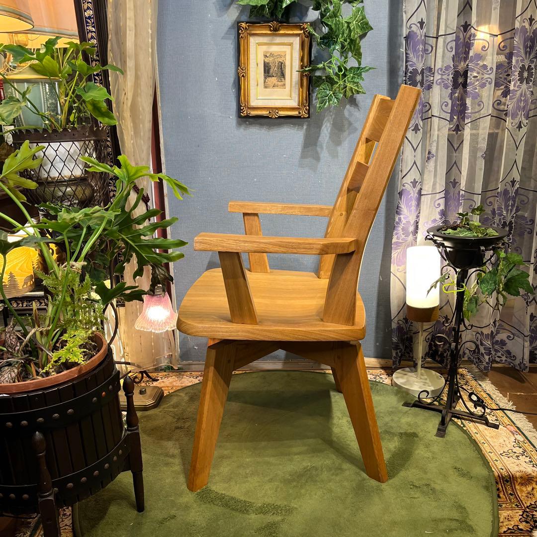 Sale L 1 JPN タモ無垢 ３６０度回転　ラウンド チェア