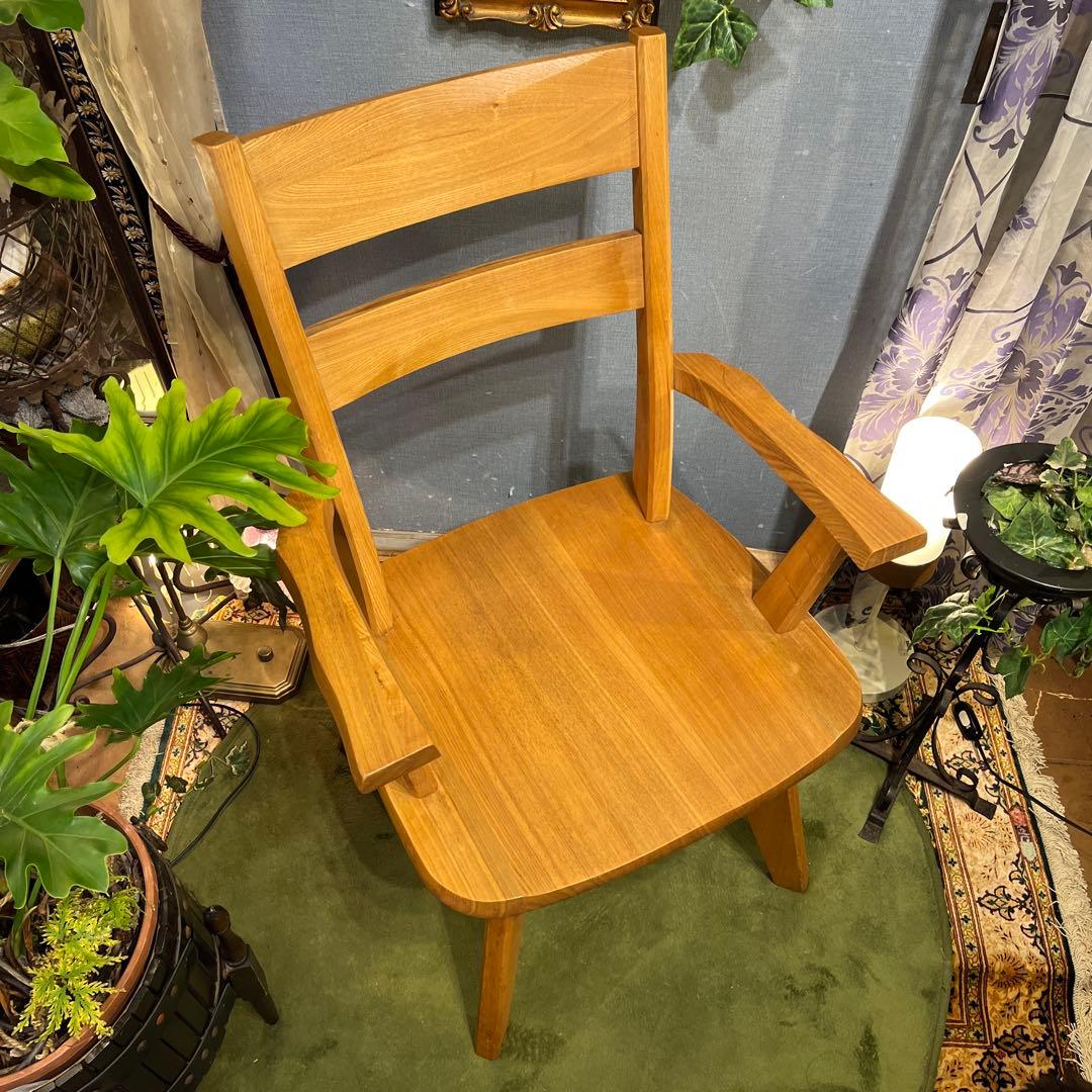 Sale L 1 JPN タモ無垢 ３６０度回転　ラウンド チェア