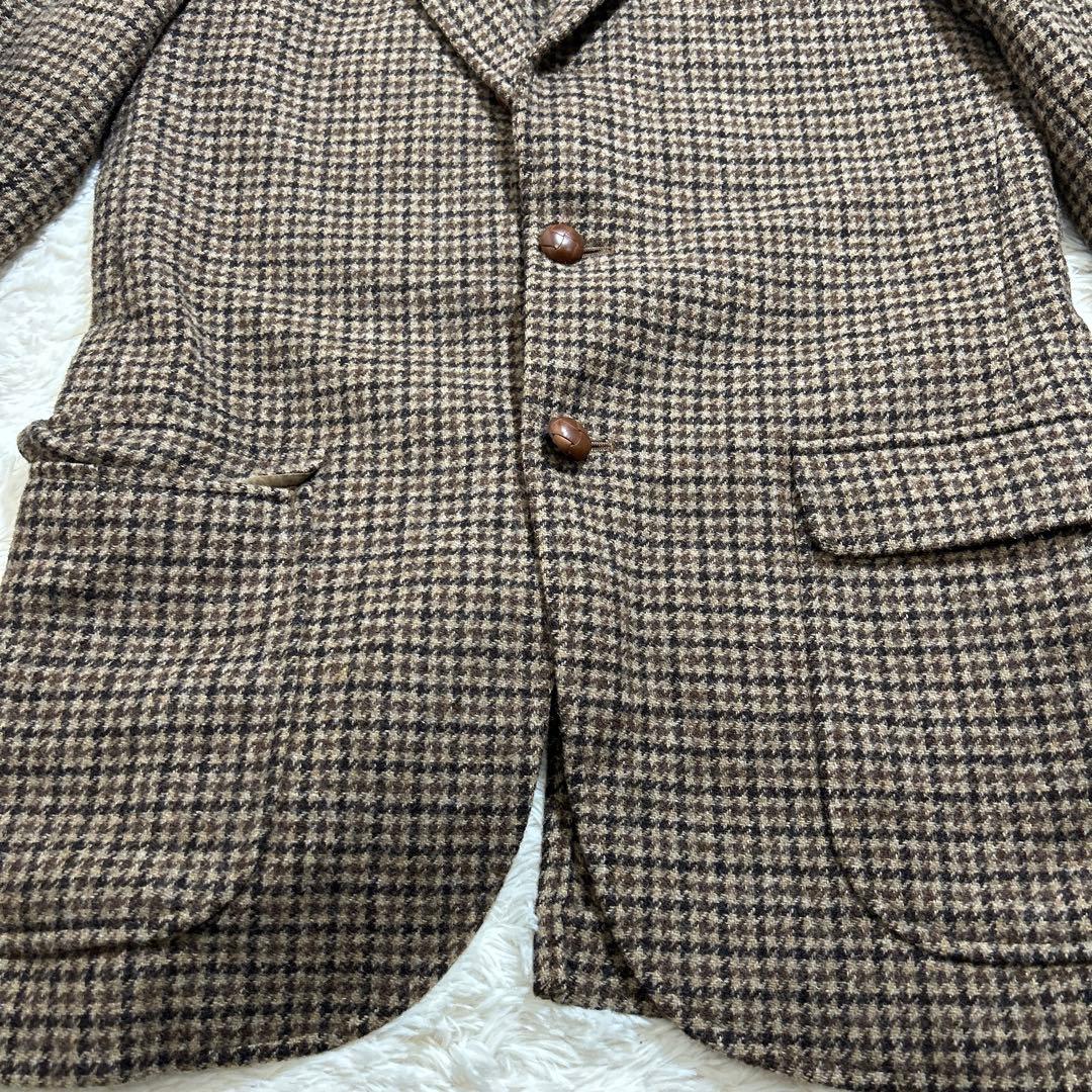 【美品】VAN JACKET テーラードジャケット チェック ブラウン エルボ