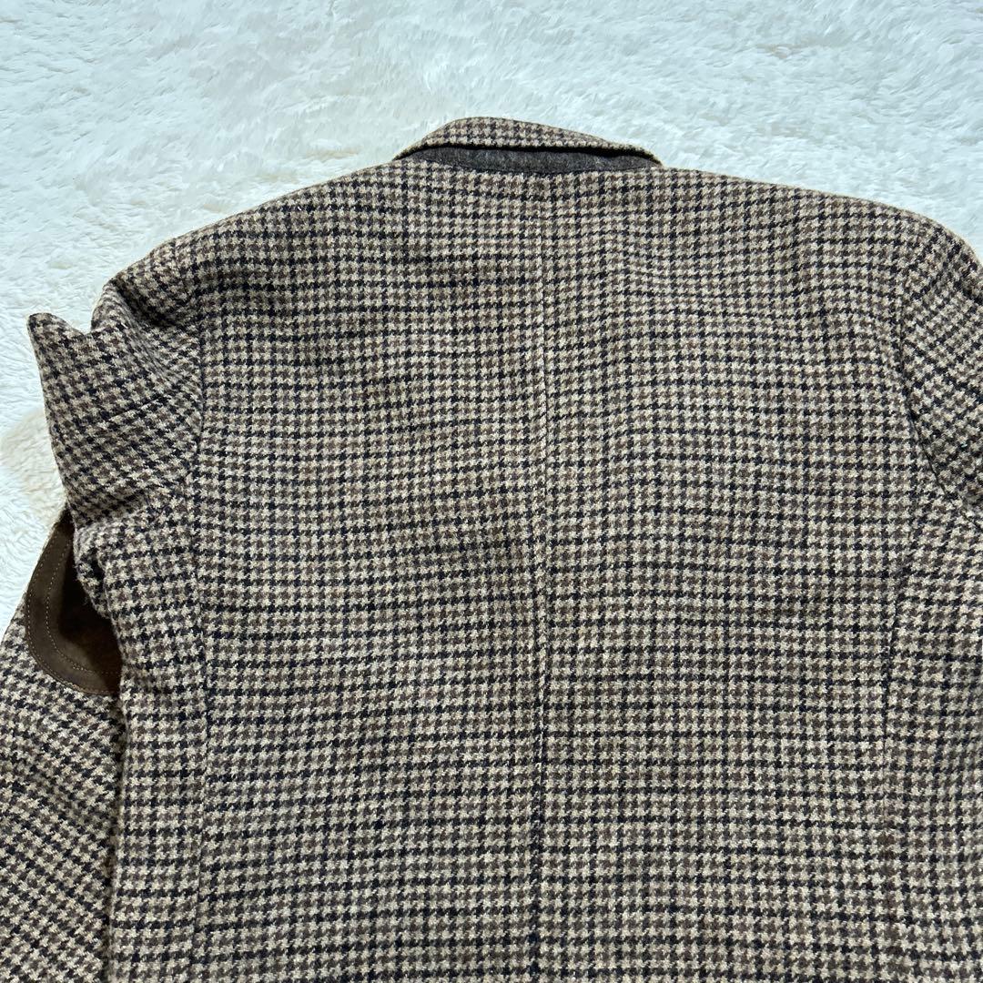 【美品】VAN JACKET テーラードジャケット チェック ブラウン エルボ