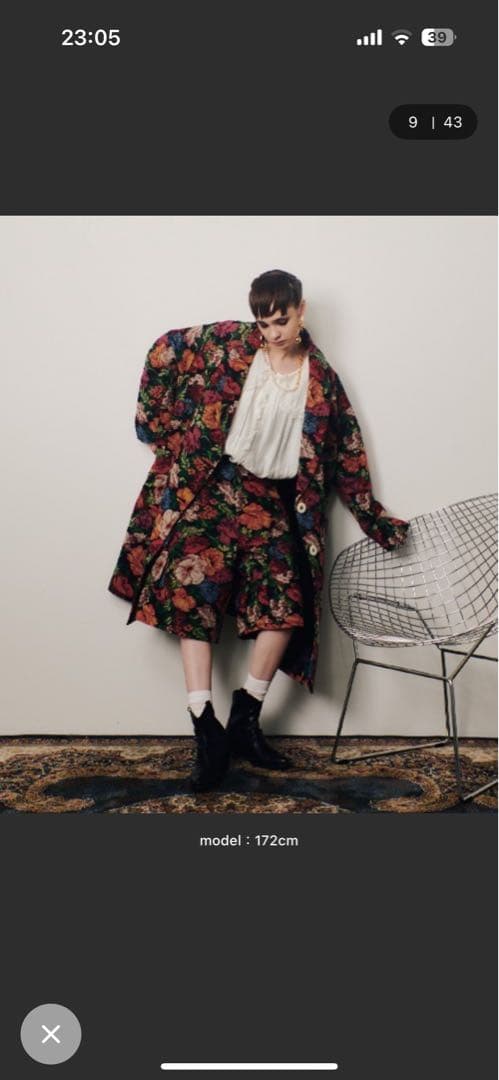 manana suerte ゴブラン織 花柄 チェスターコート