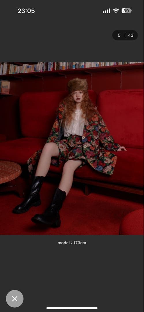 manana suerte ゴブラン織 花柄 チェスターコート