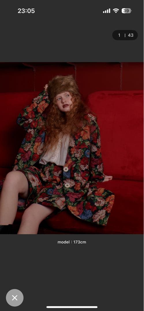 manana suerte ゴブラン織 花柄 チェスターコート