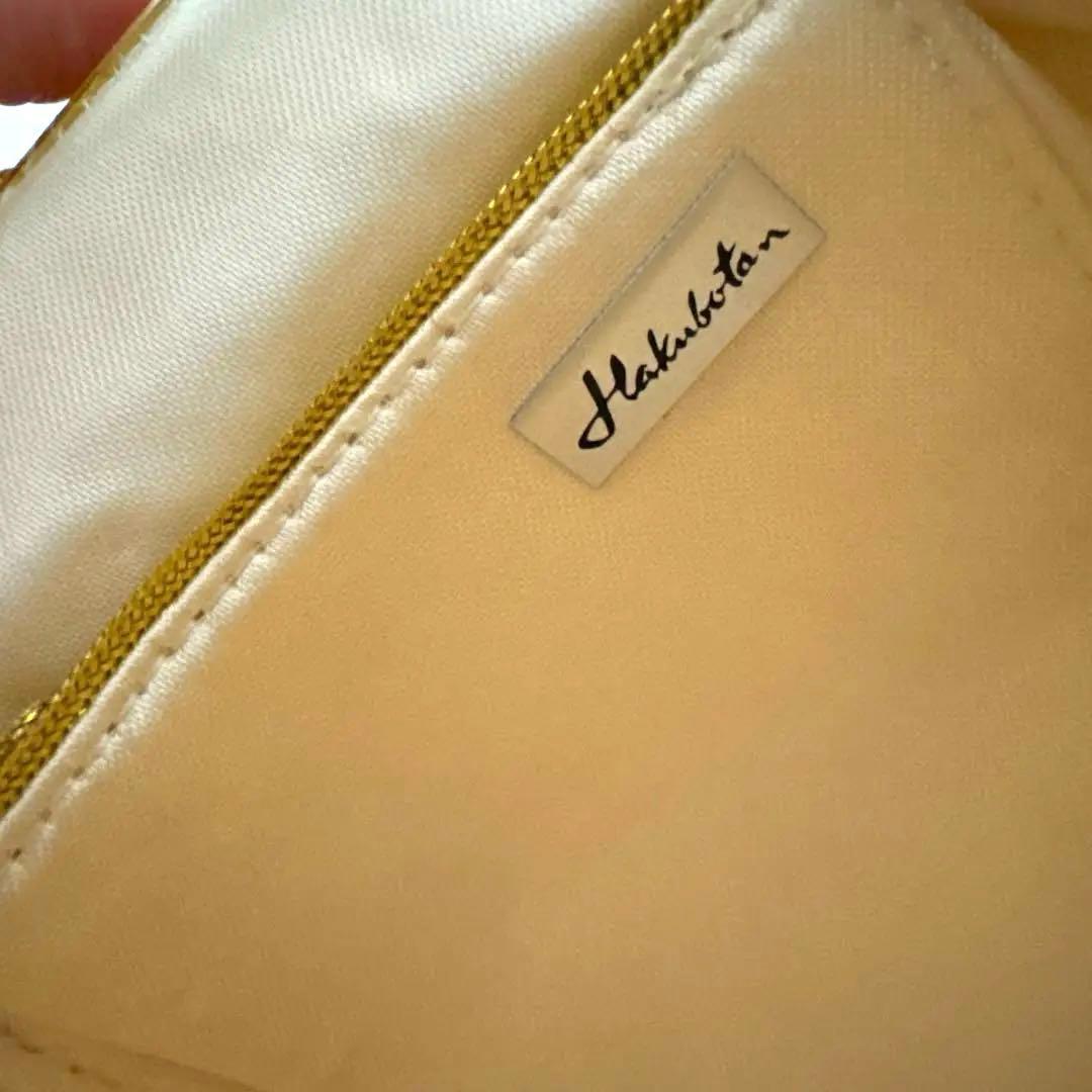 d*2様 【美品】HAKUBOTAN 銀座白牡丹　ビーズバッグ　花柄　ゴールドチ