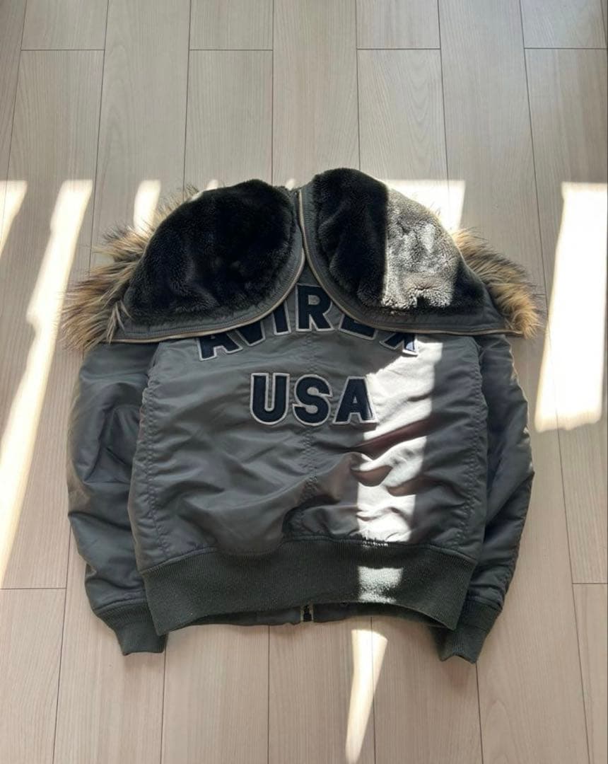 ち*か様 美品■AVIREX【M】N2B フライトジャケット フード ファー 短