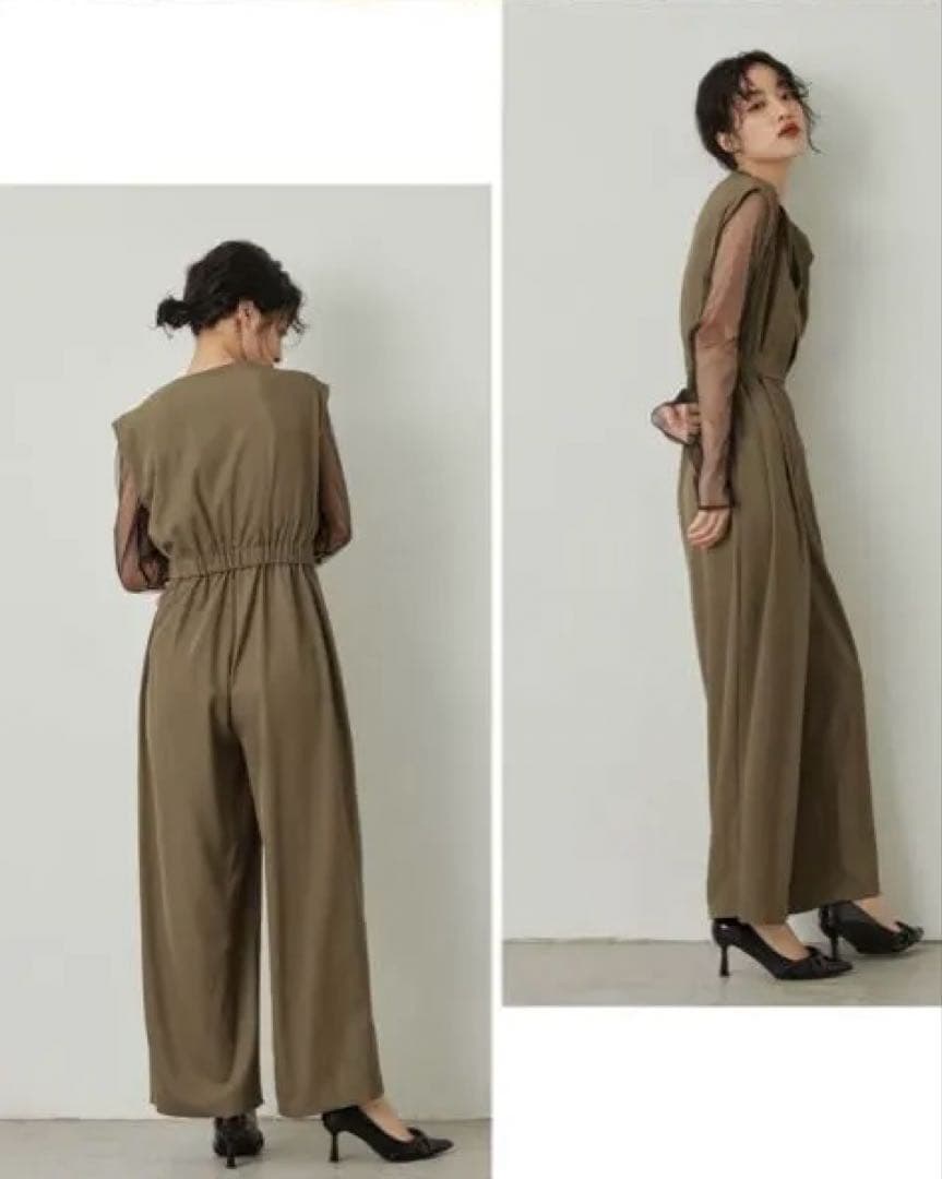 niana スタンドアウトカラーオールインパンツ ベージュ