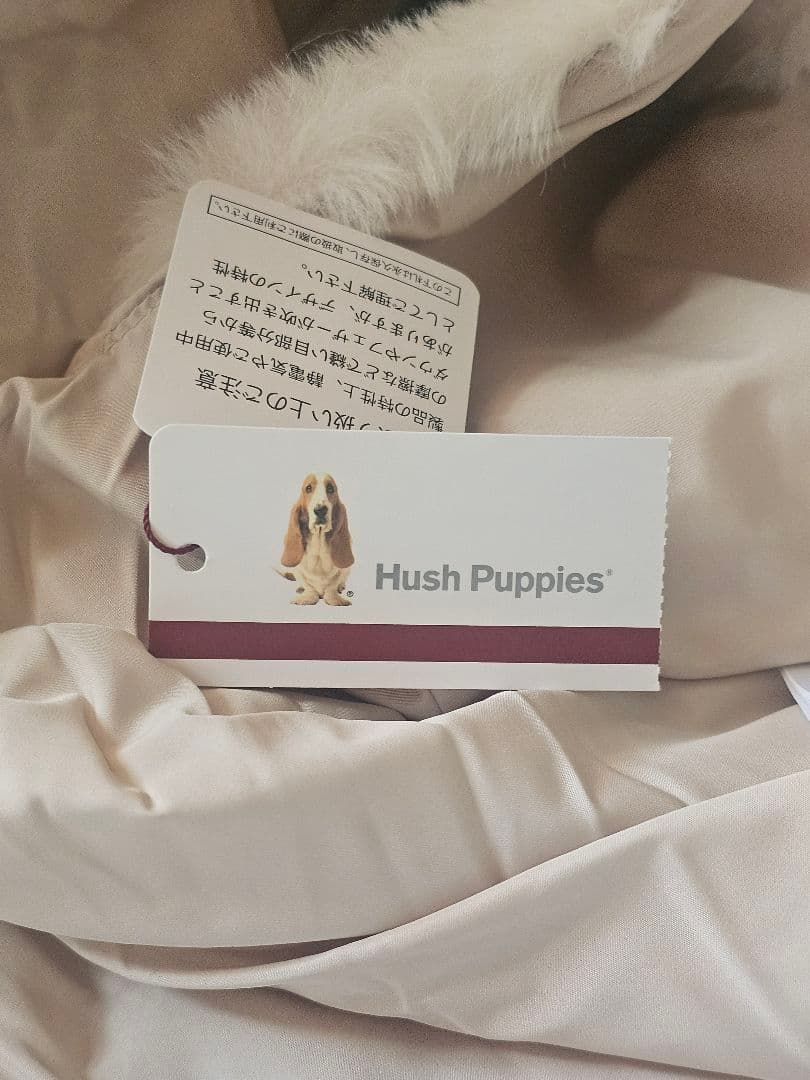 Hush Puppies ホワイトファー フード付きロングダウンベスト