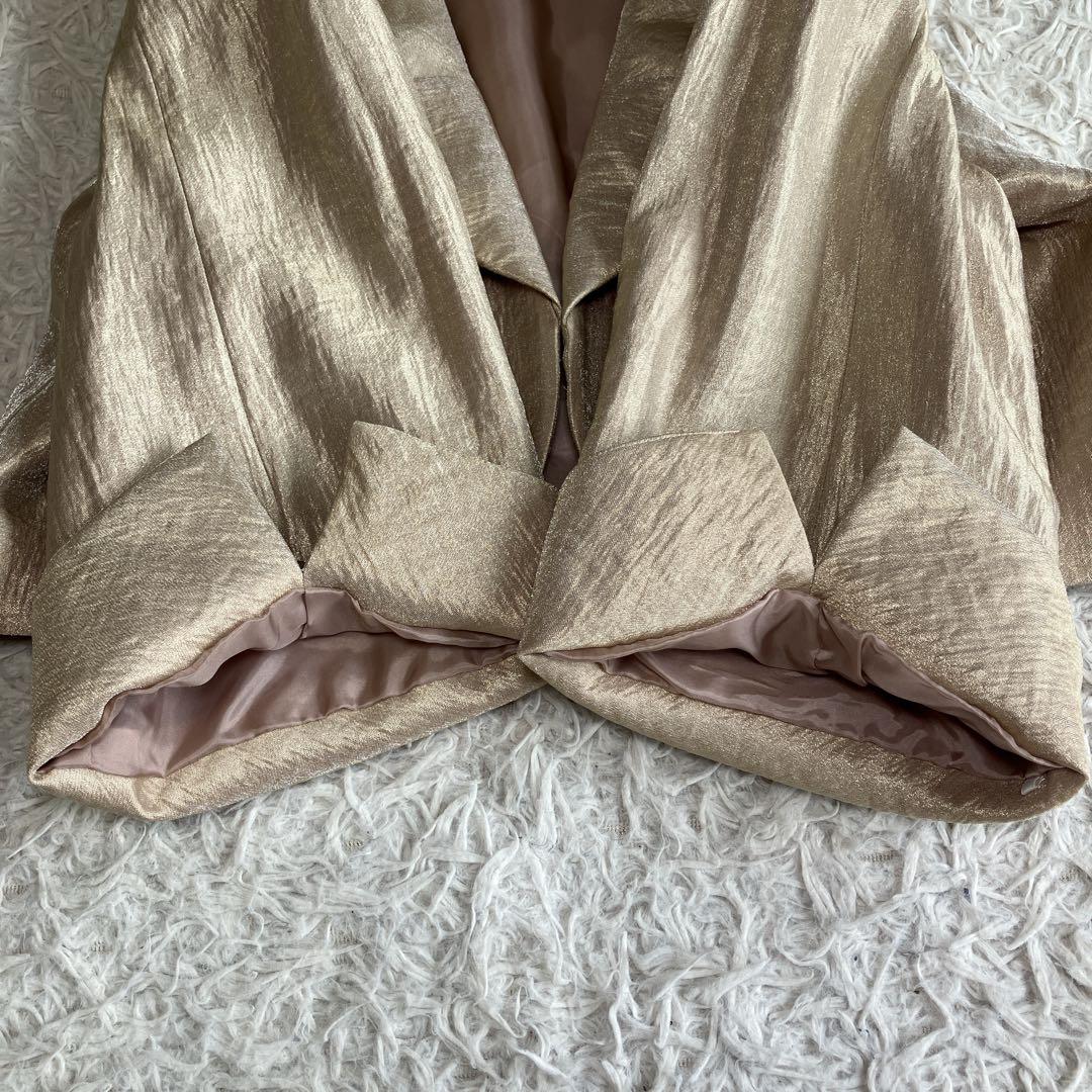 極美品 東京ソワール 光沢 ボレロジャケット シャンパンベージュ