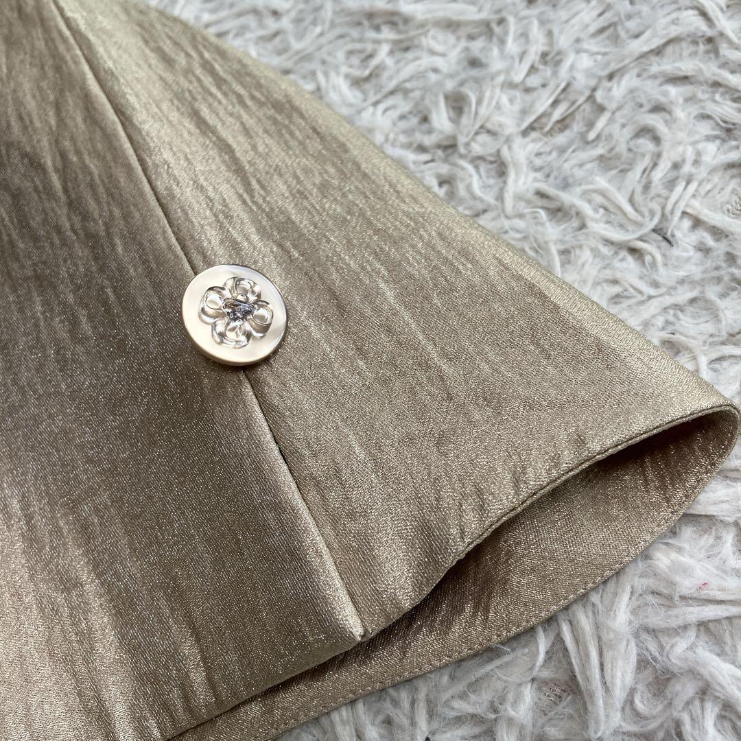 極美品 東京ソワール 光沢 ボレロジャケット シャンパンベージュ