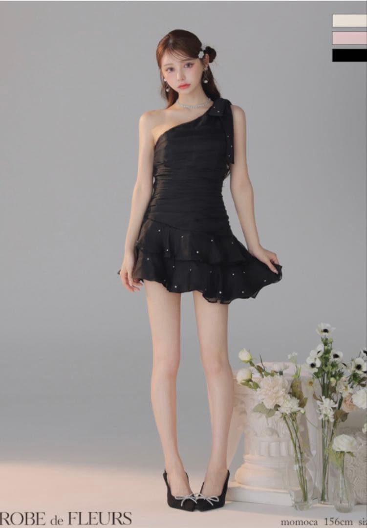 ROBE de FLEURS ブラックミニドレス Sサイズ