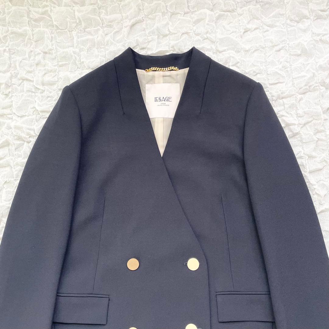 【美品】ジャーナルスタンダードレサージュ ヴィスポリノーカラー金ボタンジャケット