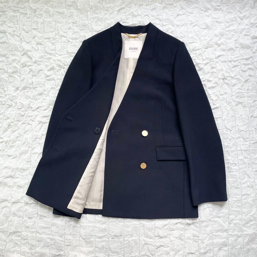 【美品】ジャーナルスタンダードレサージュ ヴィスポリノーカラー金ボタンジャケット