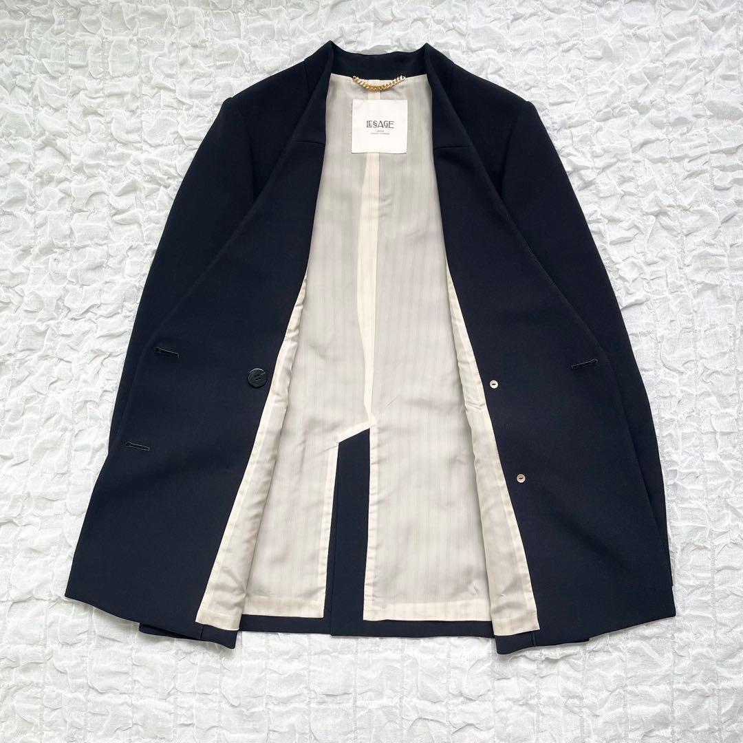 【美品】ジャーナルスタンダードレサージュ ヴィスポリノーカラー金ボタンジャケット