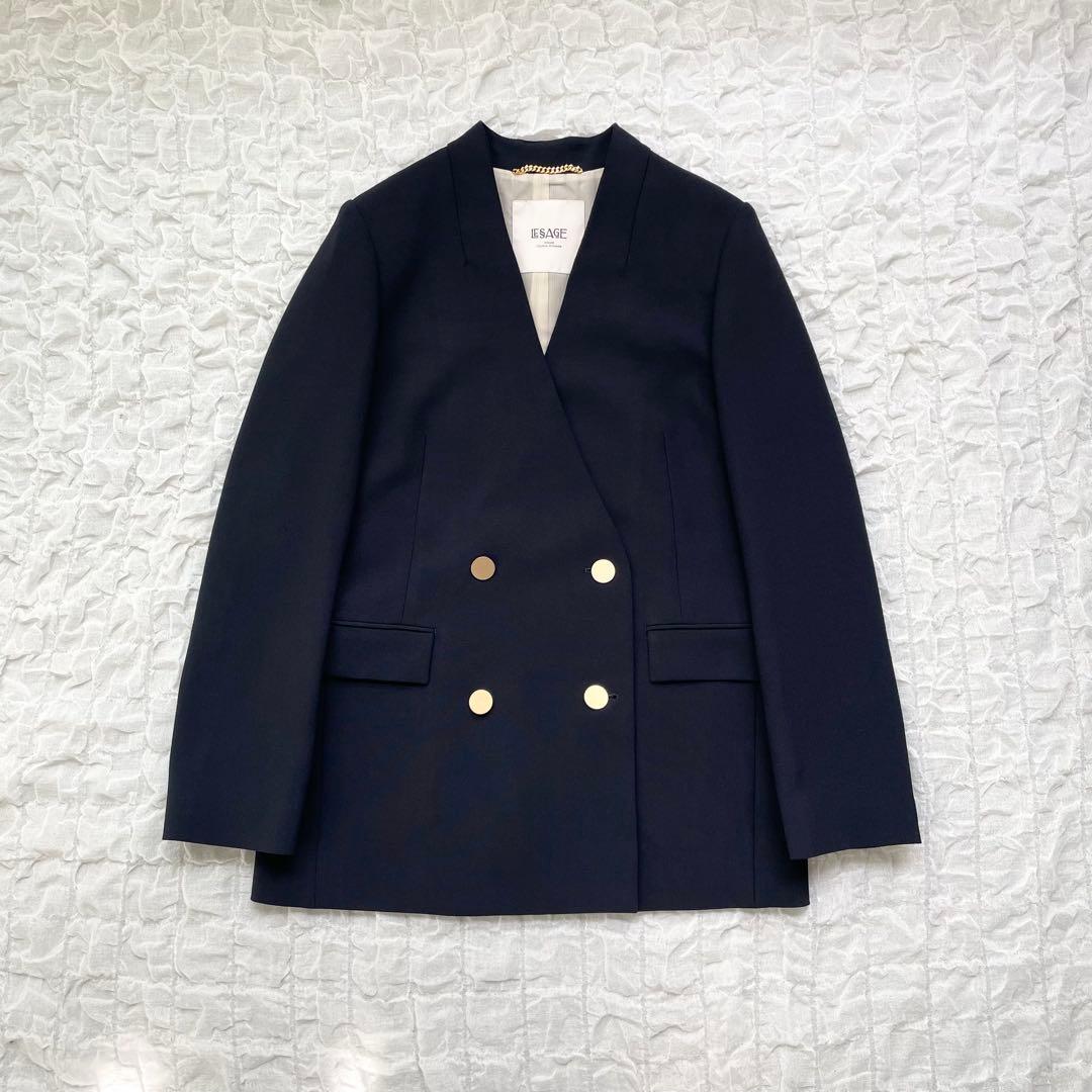 【美品】ジャーナルスタンダードレサージュ ヴィスポリノーカラー金ボタンジャケット