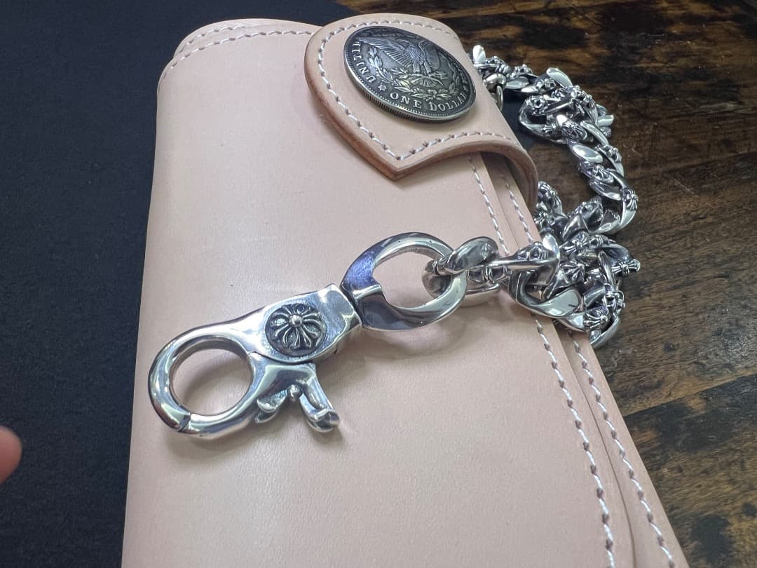 バイカー必須　ウォレット用プレーン　シルバーチェーン　TYPE1　QBKL013