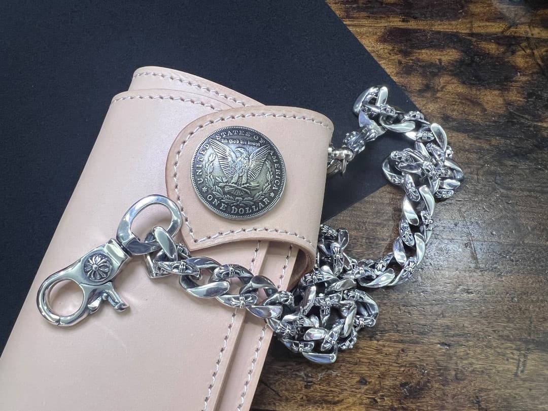 バイカー必須　ウォレット用プレーン　シルバーチェーン　TYPE1　QBKL013