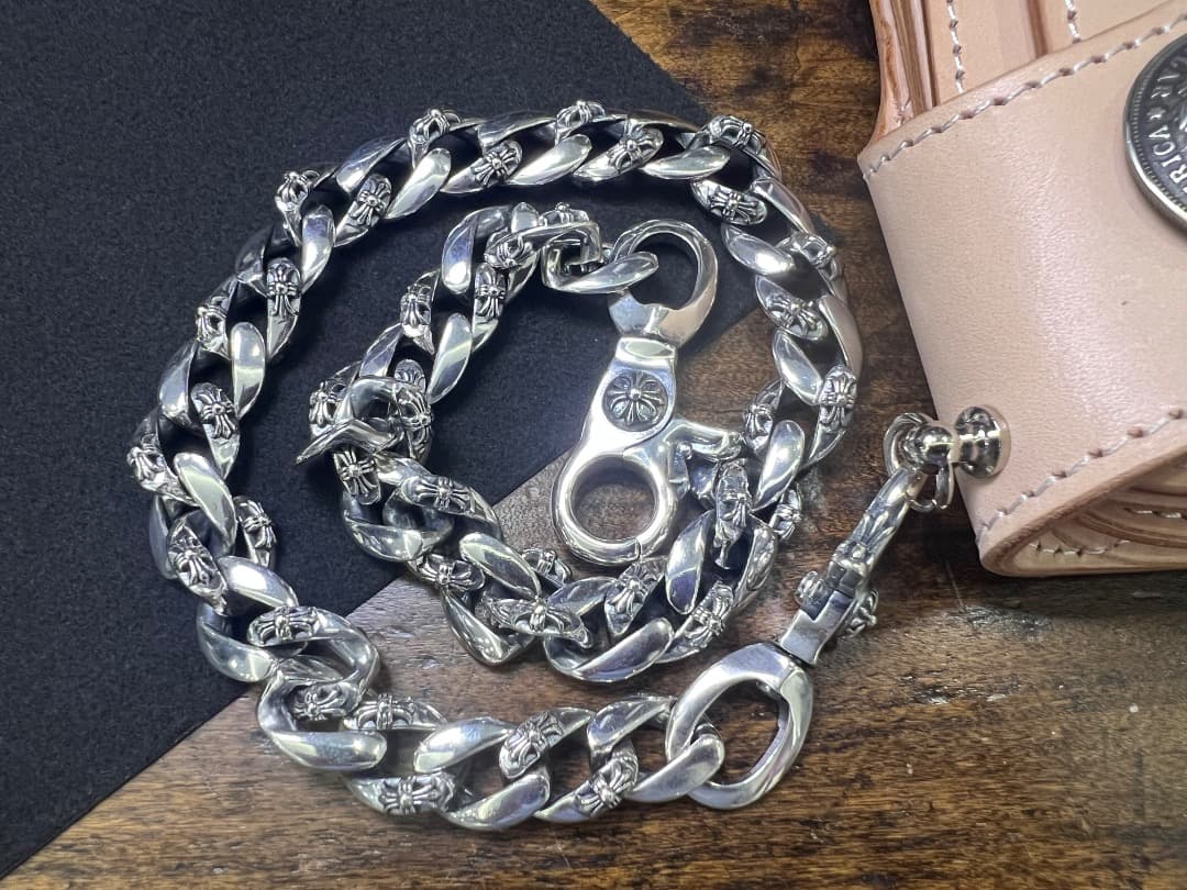 バイカー必須　ウォレット用プレーン　シルバーチェーン　TYPE1　QBKL013