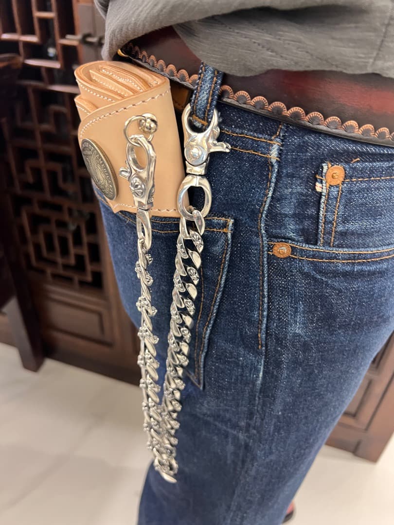 バイカー必須　ウォレット用プレーン　シルバーチェーン　TYPE1　QBKL013