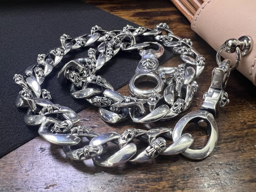 バイカー必須　ウォレット用プレーン　シルバーチェーン　TYPE1　QBKL013