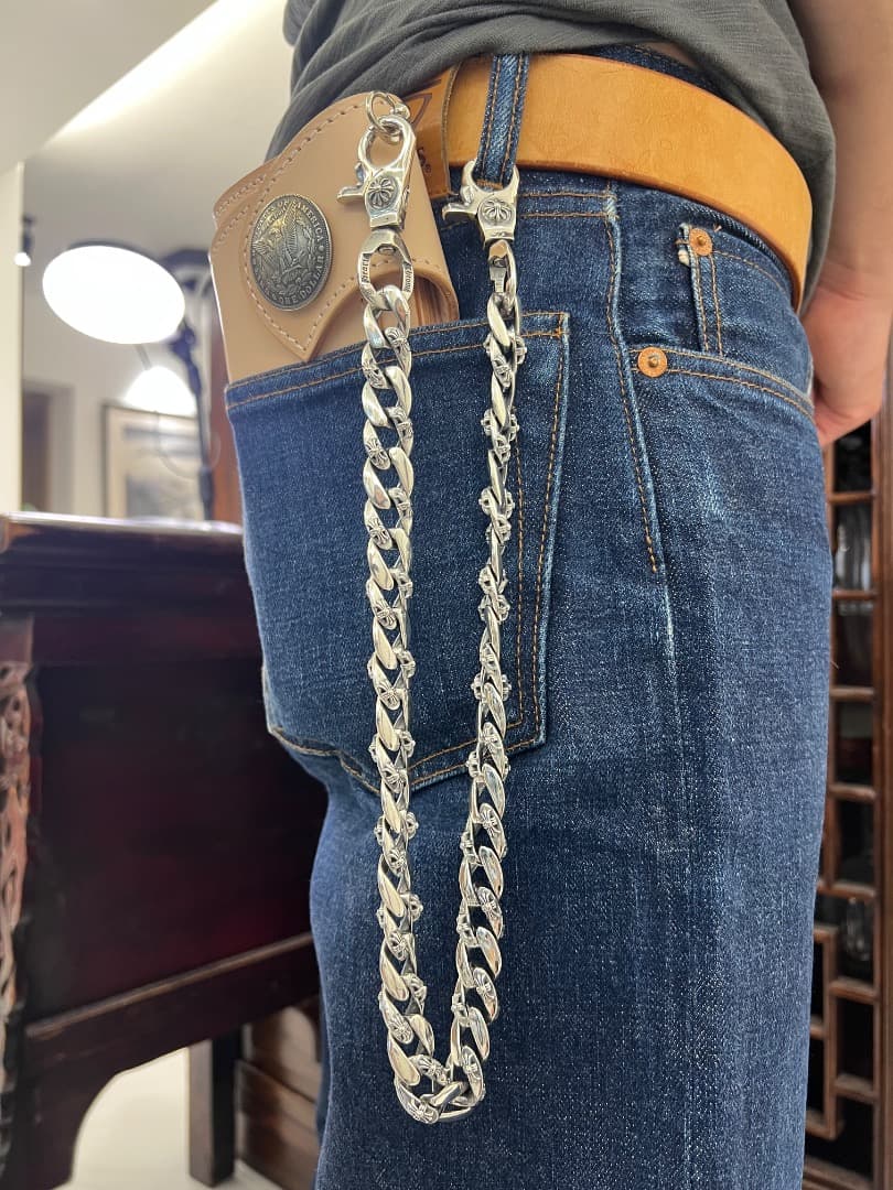 バイカー必須　ウォレット用プレーン　シルバーチェーン　TYPE1　QBKL013