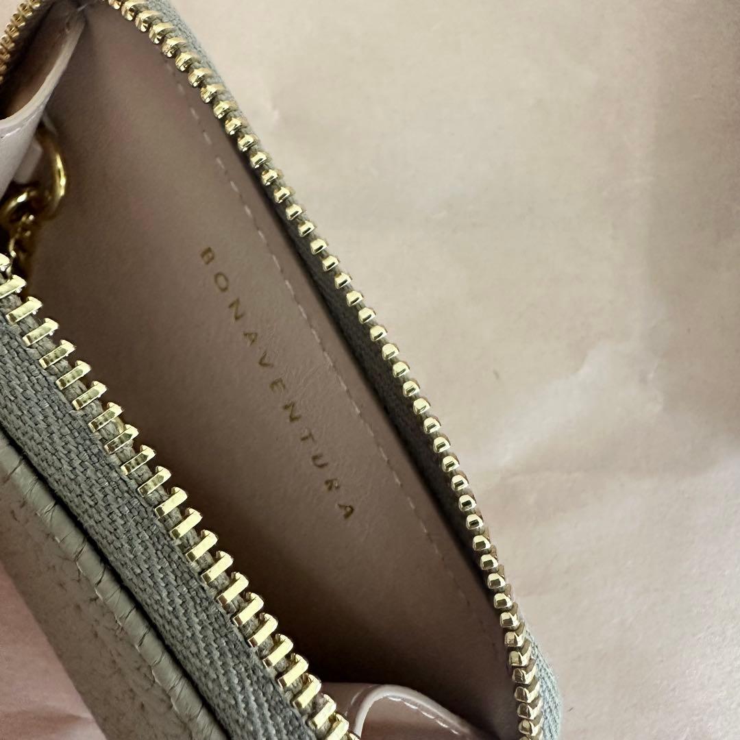 ボナベンチュラスマートキーケース シュリンクレザー　グレージュ×ベイビーピンク