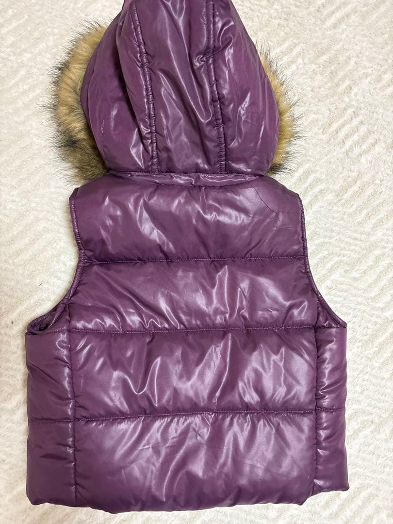 パープル ダウンベスト ファー付き平成y2k