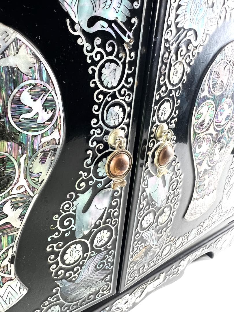 高級宝石箱　螺鈿細工 螺鈿 らでん 小物入れ 観音開き 道具箱 箱 ３段