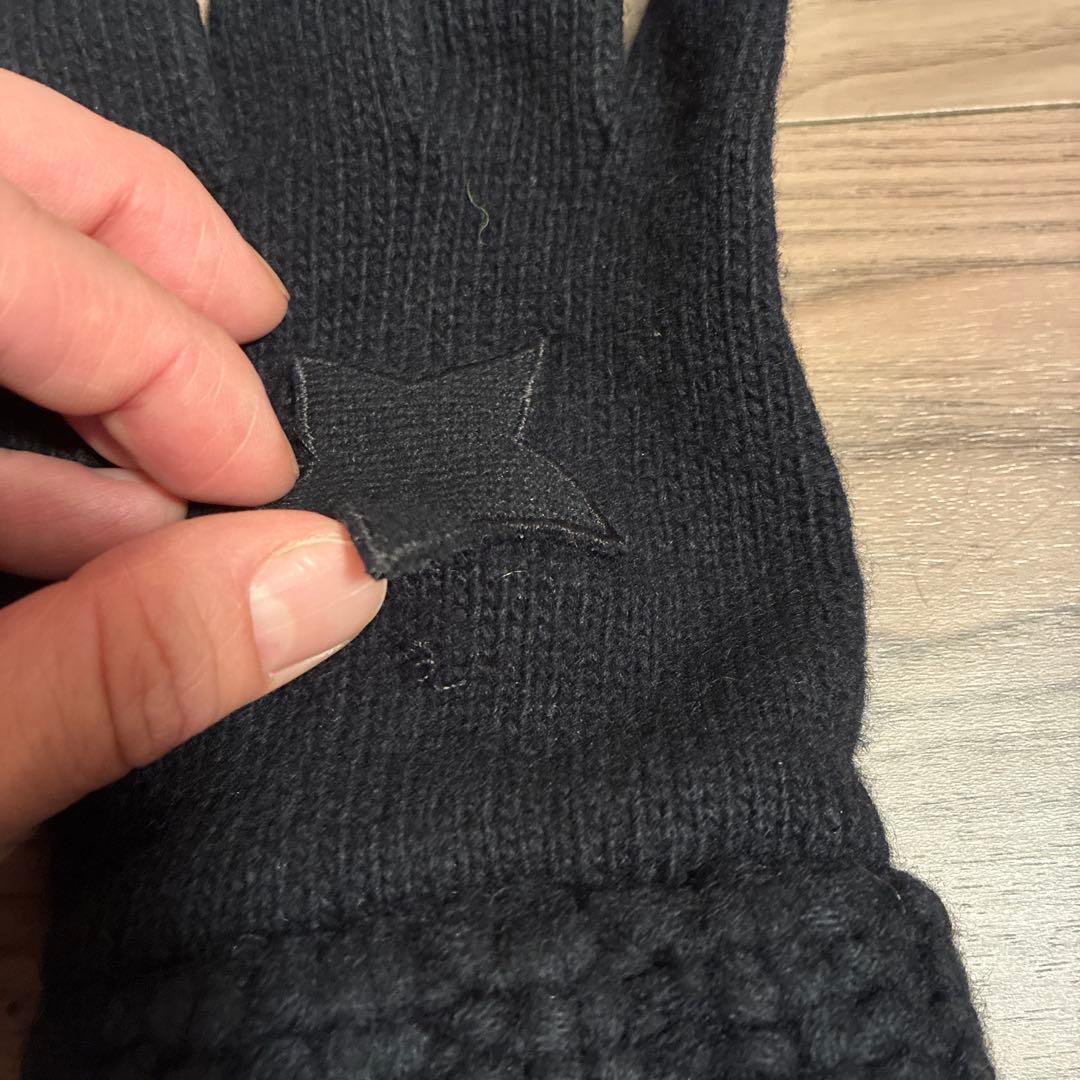 CHANEL 黒 ニット手袋 ロゴデザイン