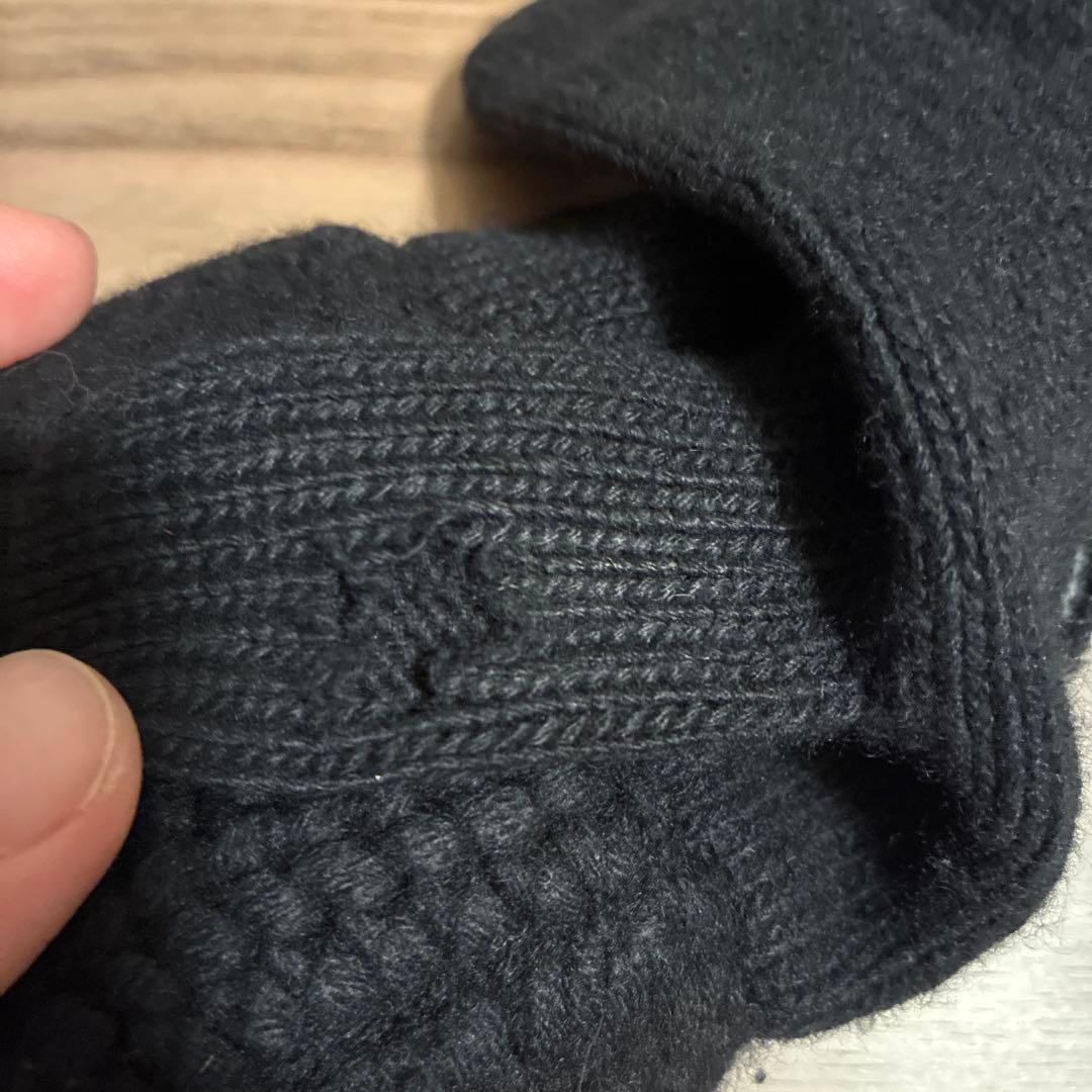 CHANEL 黒 ニット手袋 ロゴデザイン