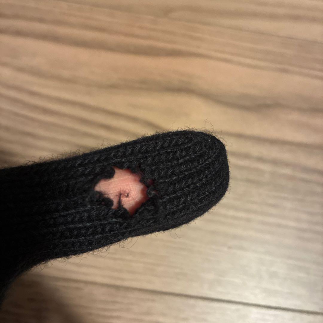 CHANEL 黒 ニット手袋 ロゴデザイン