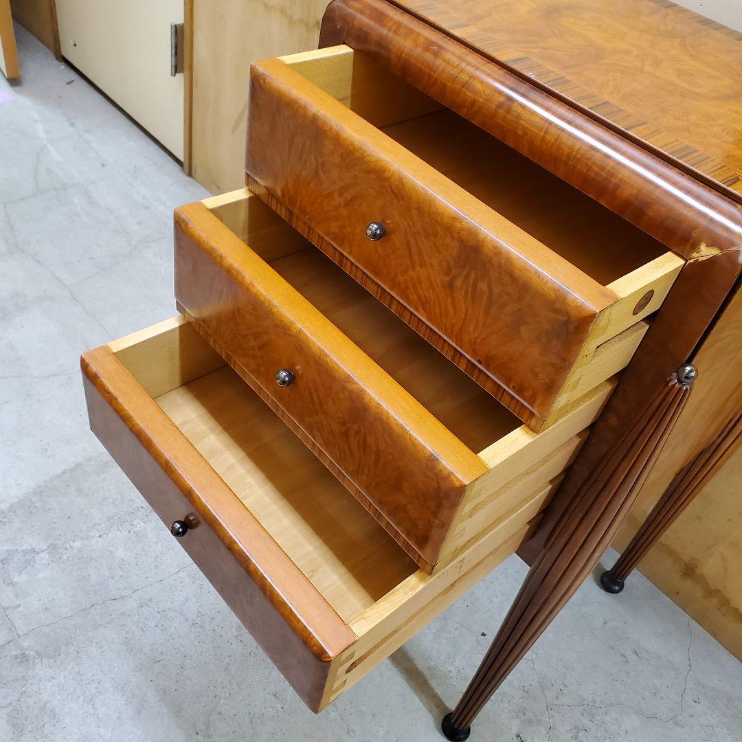 バール材 サイドテーブル 3引き出し