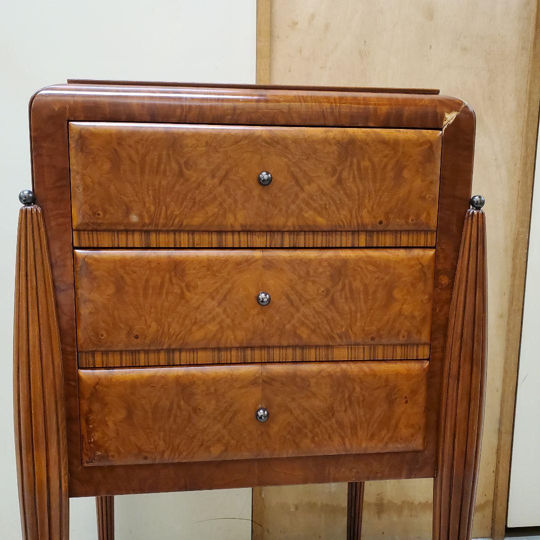 バール材 サイドテーブル 3引き出し