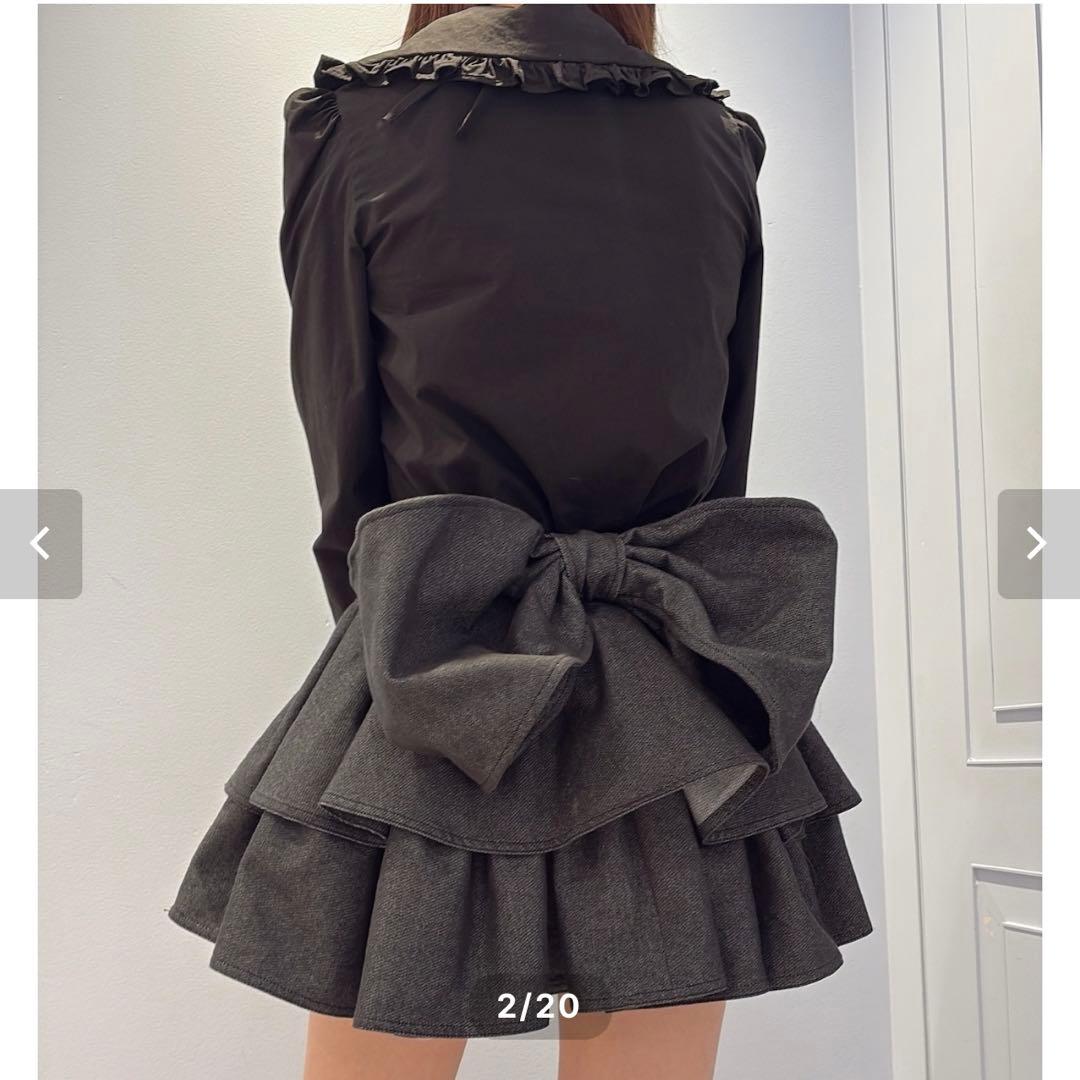 starry lillilly バックリボンデニムスカート　黒