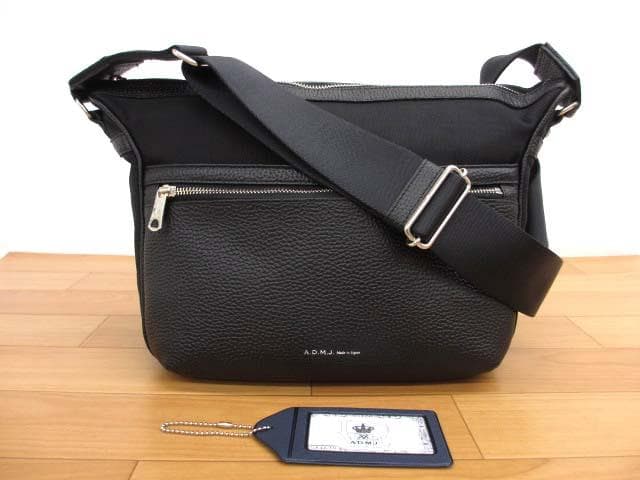 美品 ADMJ キャンバス×レザー クロスボディバッグ ショルダーバッグ