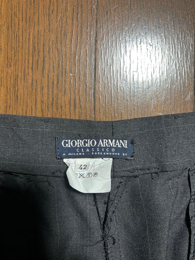 ジョルジオアルマーニ　90s ストライプスラックス　ストレート　ツータック