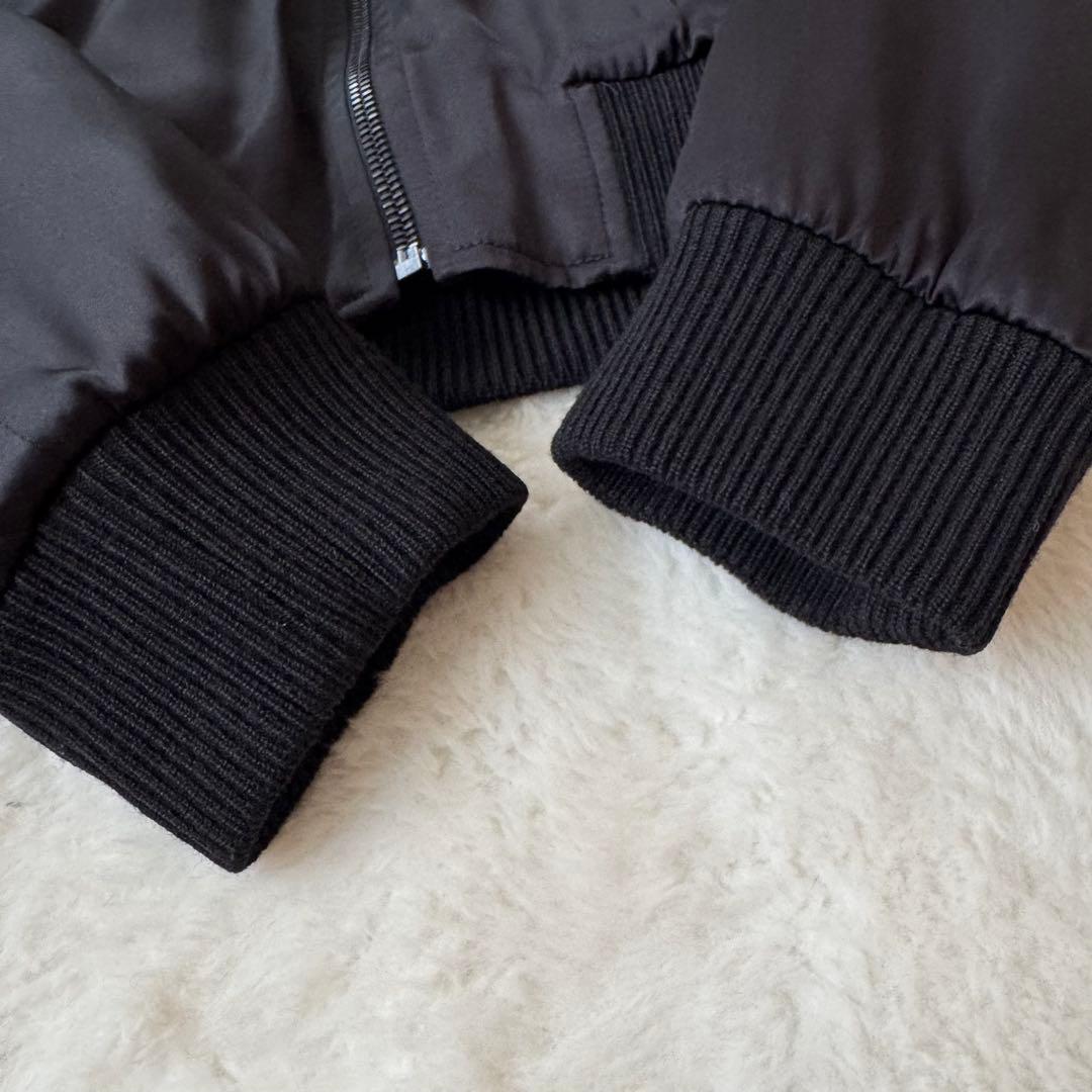 サンローラン　ビーズ刺繍ロゴ ボンバージャケット 黒　38