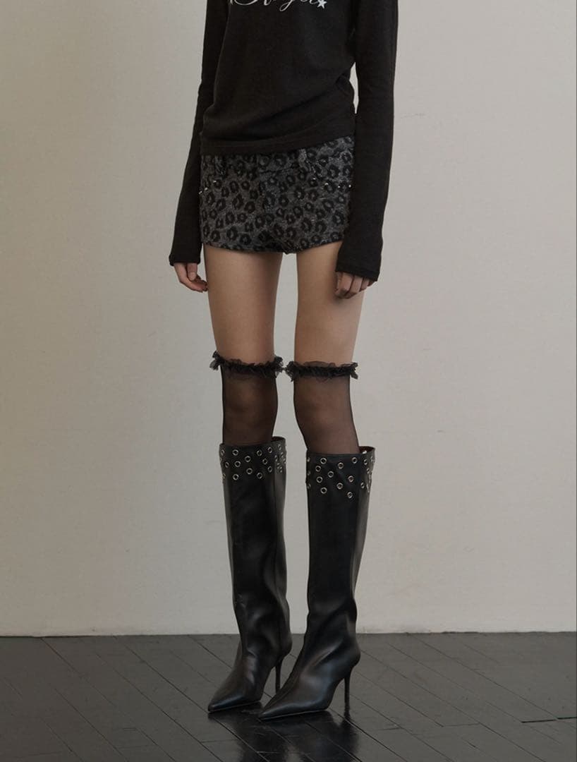 パンツ SETUPEXE LEOPARD SHORT PANTS / CHARCOAL