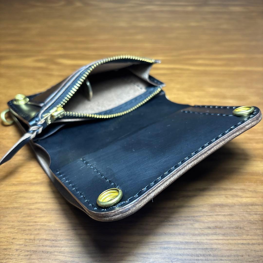 トラッカーウォレット クロムエクセル　二つ折り　ミドルウォレット　茶芯