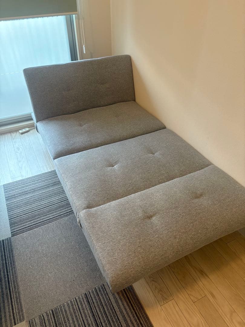 【美品】4スタイル ソファベッド グレー