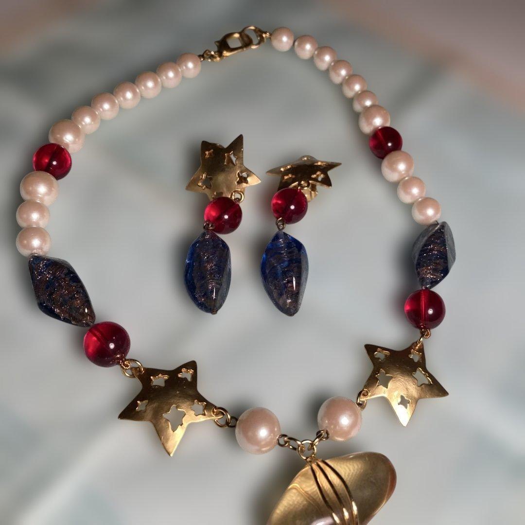 KENZO 月と星のデザイン ネックレス イヤリングセット　（63）