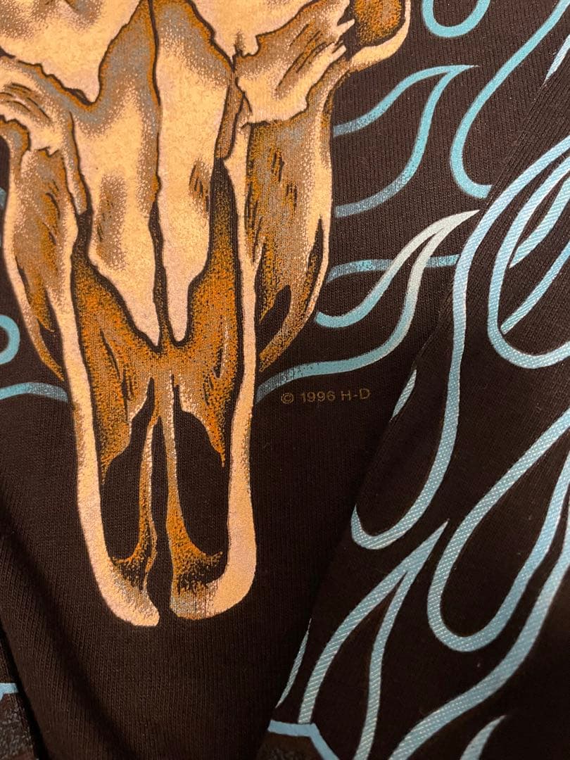 『希少』90s ハーレーダビッドソン ブルーフレイム ヴィンテージTシャツ 古着
