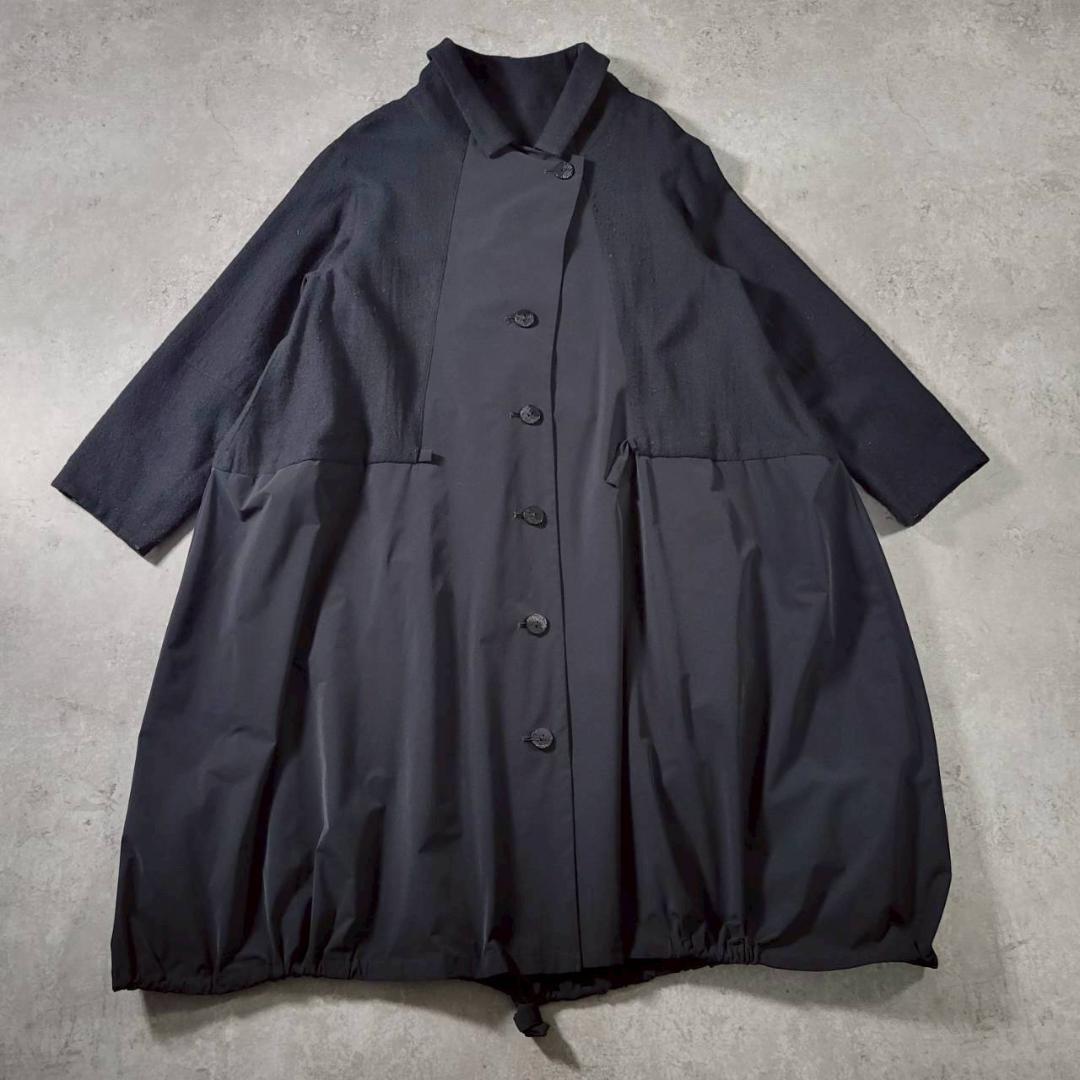 ままちゃん 慈雨 JIU デザインコート 黒 ロング 40