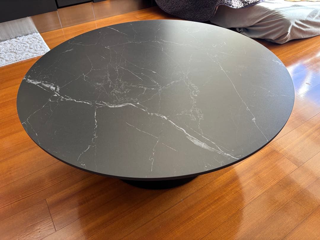 黒センターテーブル【モールス90丸センターテーブル-ブラック】