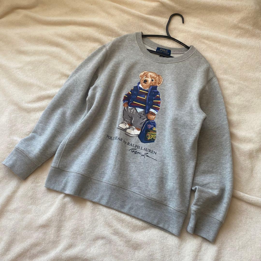 ポロラルフローレン スウェット プルオーバー ポロベア グレー 裏起毛 M