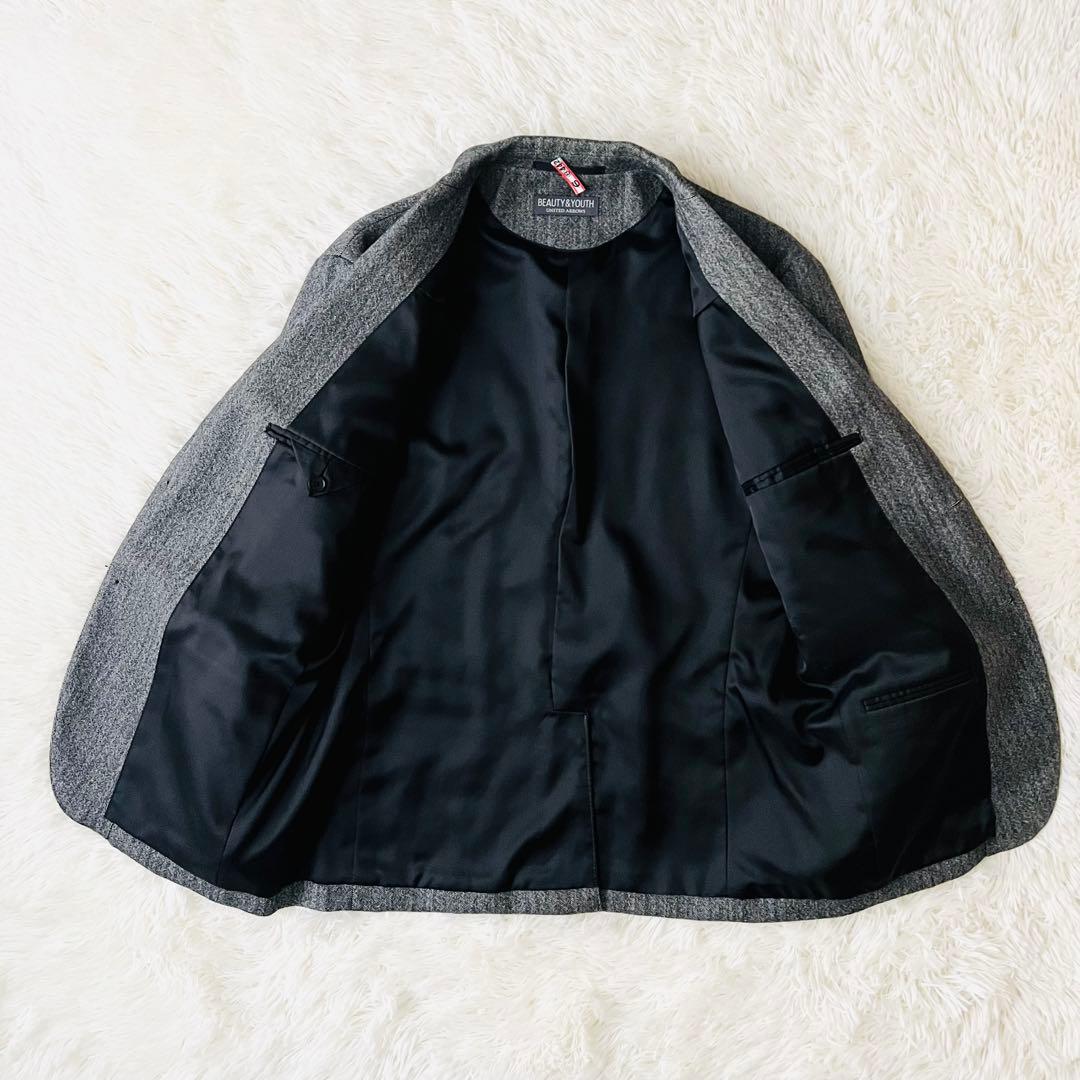 【美品】BEAUTY&YOUTH カシミヤ混 ヘリンボーン ジャケット L