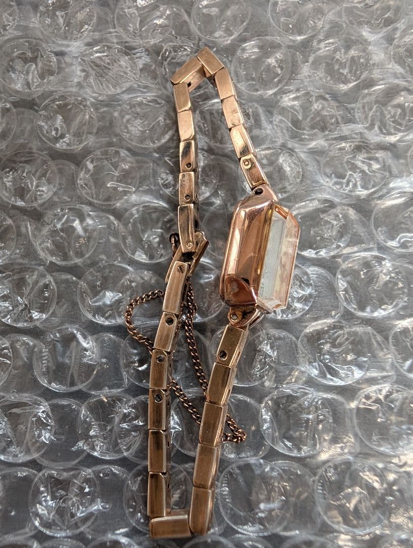 agete アガットK18GP ジュエリーローズゴールド スクエア 腕時計