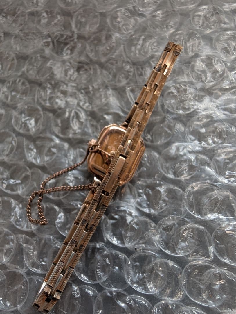 agete アガットK18GP ジュエリーローズゴールド スクエア 腕時計