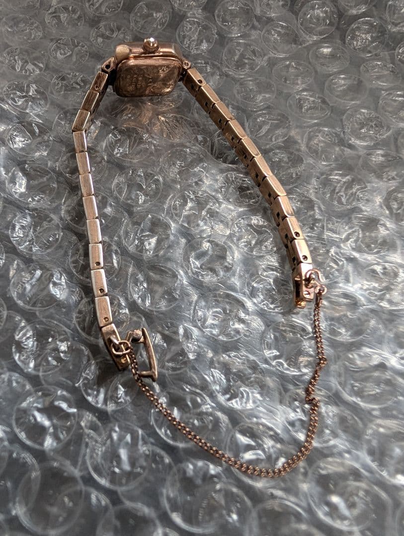 agete アガットK18GP ジュエリーローズゴールド スクエア 腕時計