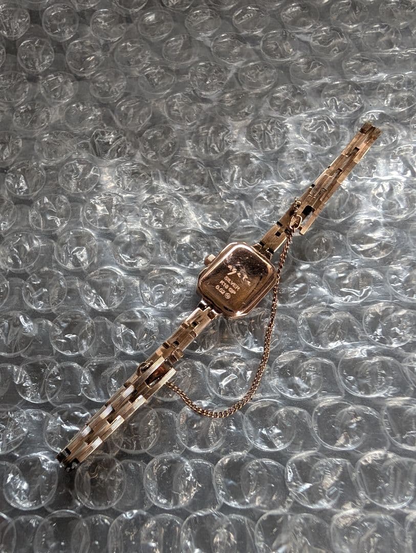 agete アガットK18GP ジュエリーローズゴールド スクエア 腕時計