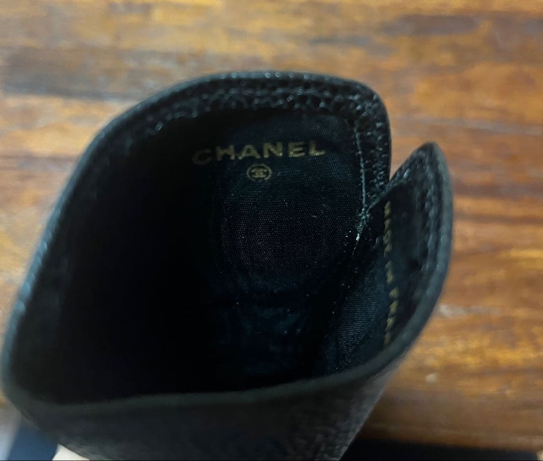 シャネル　CHANEL メガネケース　キャビアスキン　ブラック